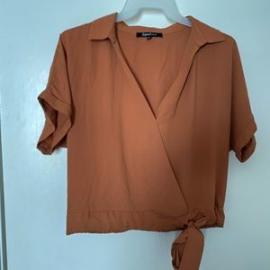 Orange short sleeve blouse